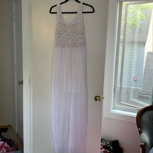 Bishop and Ypung White Crochet Maxi Dress